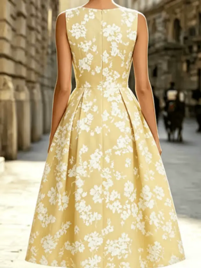 Robe florale à manches courtes