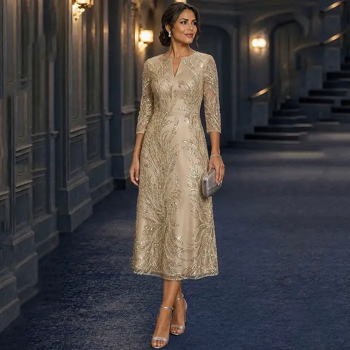 Robe de mère de la mariée personnalisée, col en V, élégante, vintage, luxueuse, formelle, pour invit