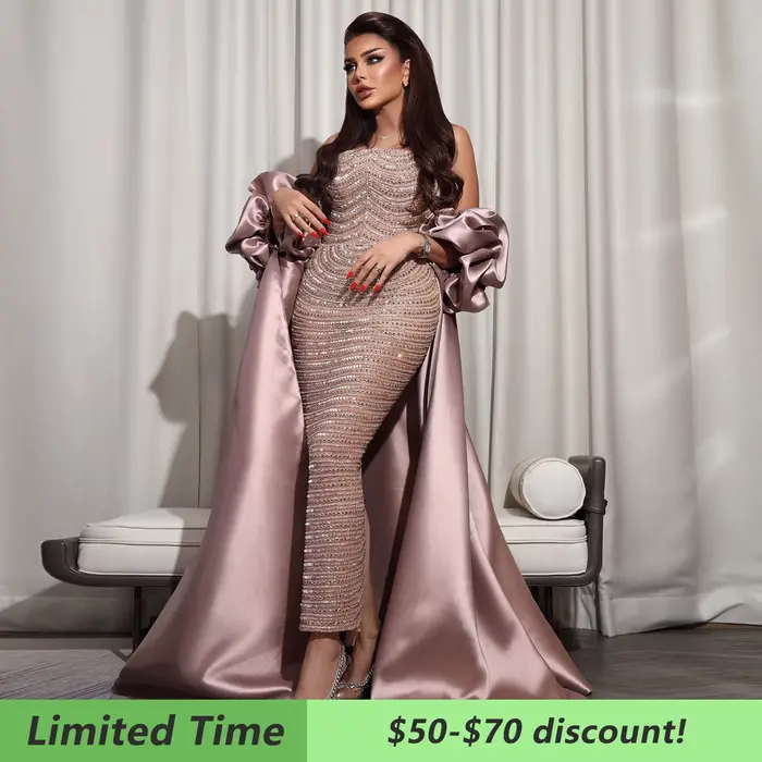 Sharon Said-Robe de soirée de luxe rose poussiéreux arabe pour femme