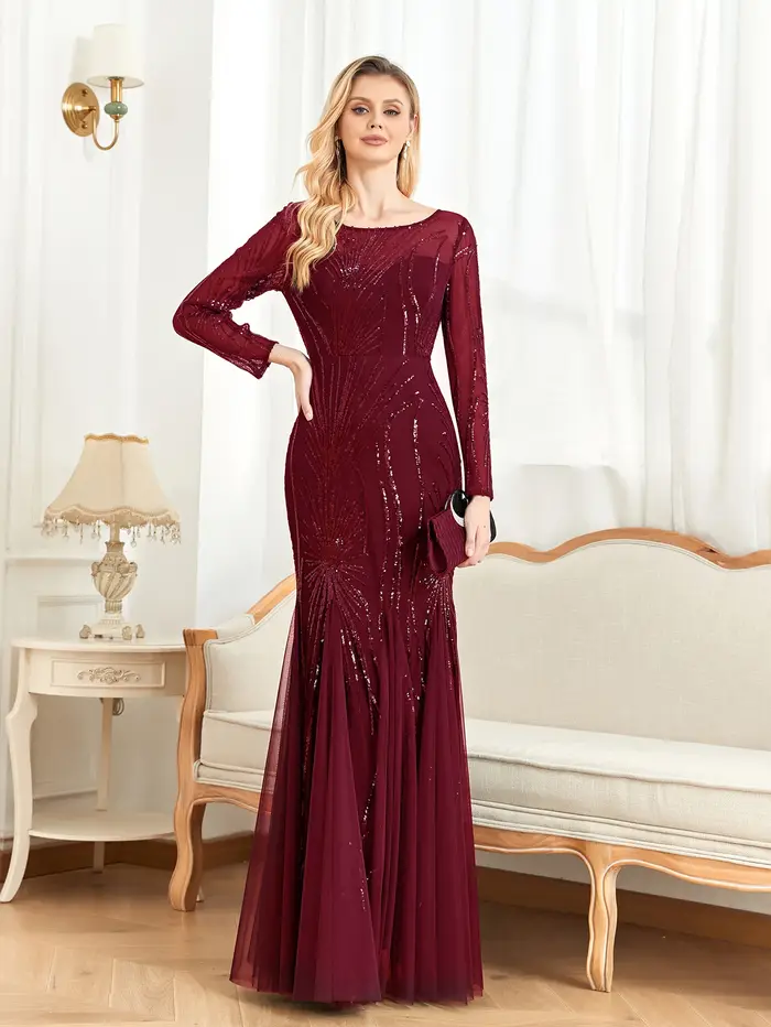 Robe de soirée en tulle polyester sirène pour femmes élégantes occasions spéciales bal soirée officielle