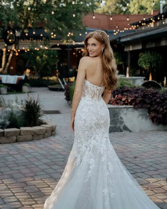 CHANDELA charmante Robe De mariée sans bretelles femme