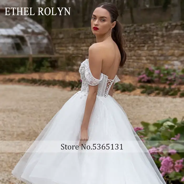 ETHEL ROCirCN-Robe de Mariée Trapèze Sexy avec Perles Élégantes