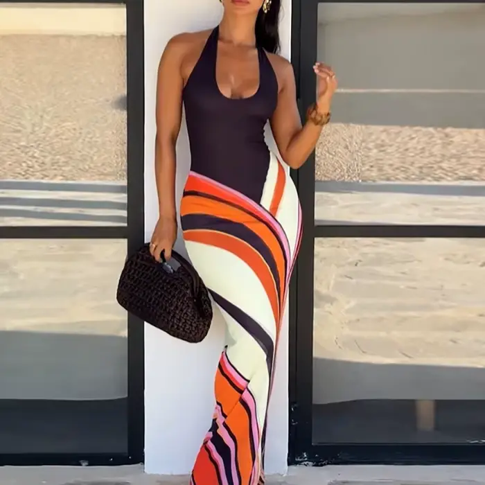 Robe longue sexy dos nu pour femme