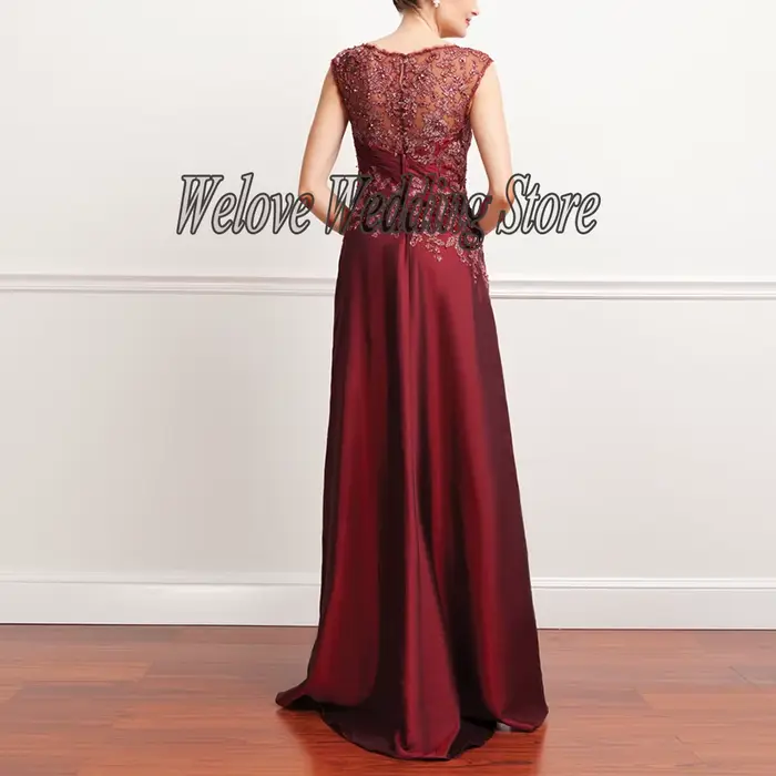 Robe de Mère de la Mariée Rose Novias en Satiné avec Appliques et Dentelle pour Cérémonies de Mariage et Soirées Spéciales