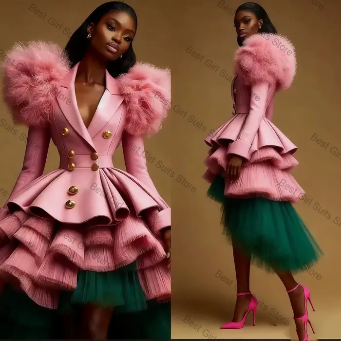 Ensemble de costume rose et vert pour femme