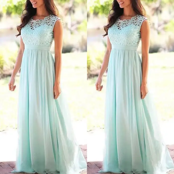 Robe de Demoiselle d'Honneur en Dentelle Rose