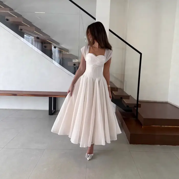 Robe élégante en polyester trapèze sans manches pour femme style français occasions spéciales soirée gala