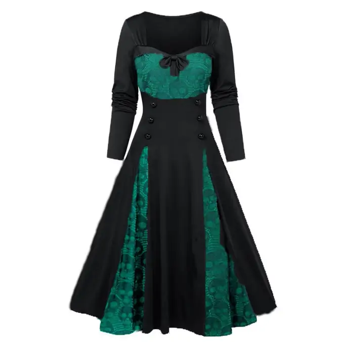 Robe Longue Gothique en Dentelle à Manches sulfpour Femme