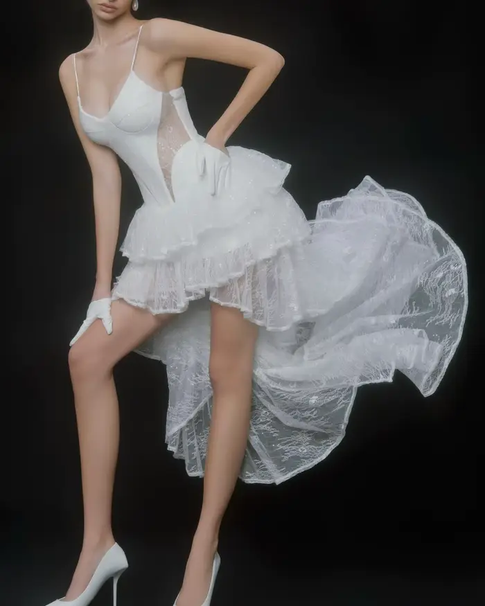Nouvelle Robe de Mariée Blanche en Dentelle Asymétrique, Robe de Soirée Formelle, Robe de Bal, Robe