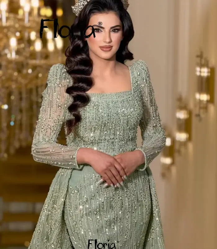 Robe de bal deux pièces vert menthe