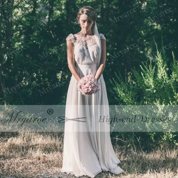 Zelyarce-Robe de Mariée Rustique en Mousseline de Soie