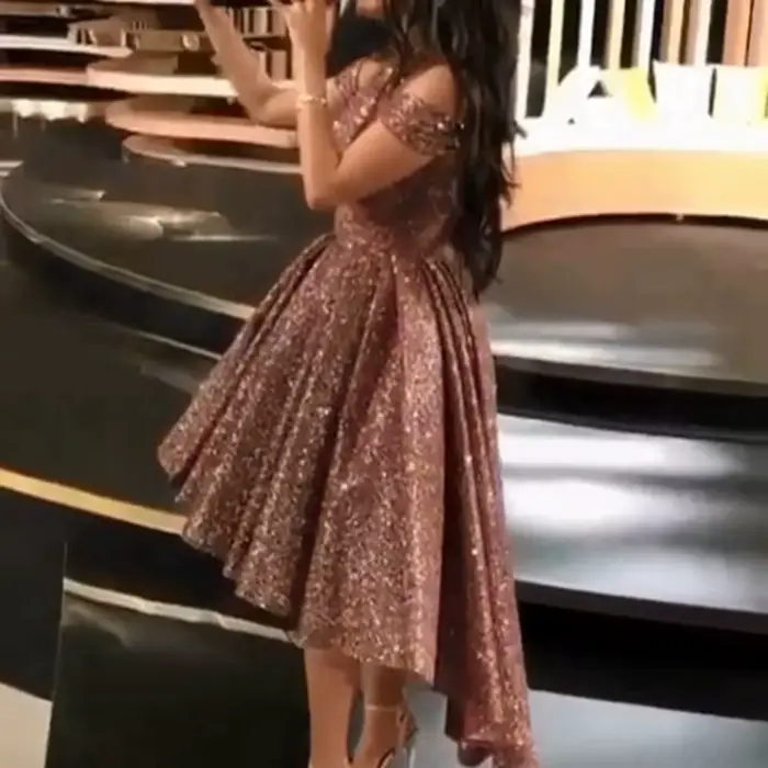 Robes de soirée courtes devant longues derrière 2026 Rose poudré