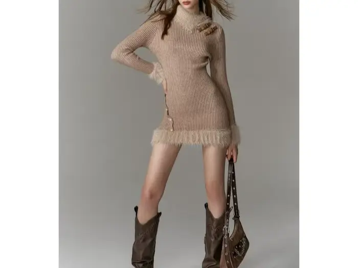 Robe pull tricotée haut de gamme pour vêtements intérieurs d'hiver