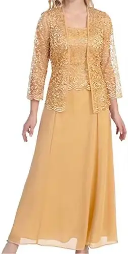 Robe de Mère de la Mariée en Dentelle pour Femme, Tenue de Soirée Formelle, Éducative, avec Veste en