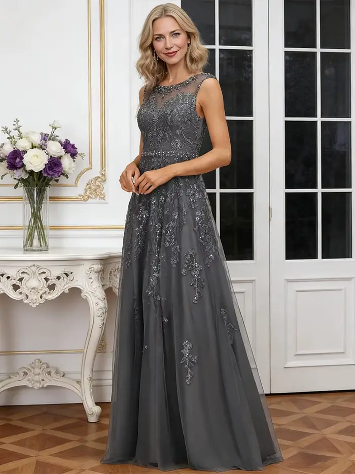 Robe en mousseline de soie pour mère de la mariée