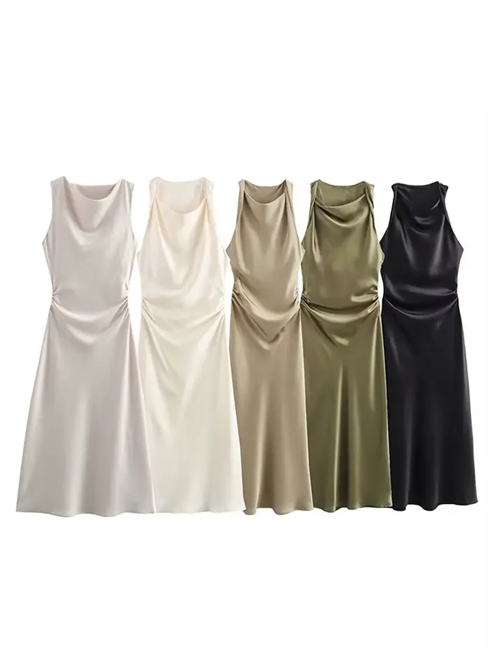 Robe Longue en Satin pour Femme
