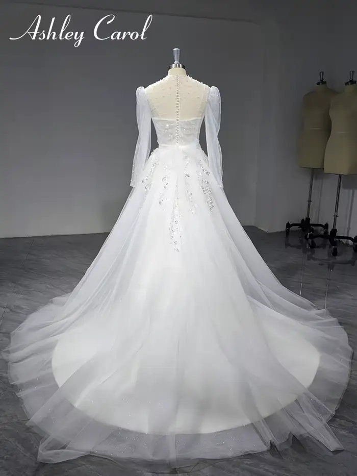 Ashley Carol Boho robe De mariée luxueuse offre spéciale avec veste perles paillettes Illusion a-ligne robe De mariée robes De Novia