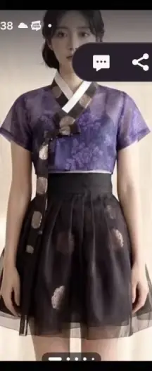 OLOEY Ensemble de robe de cocktail courte vintage Hanbok coréen pour spectacle