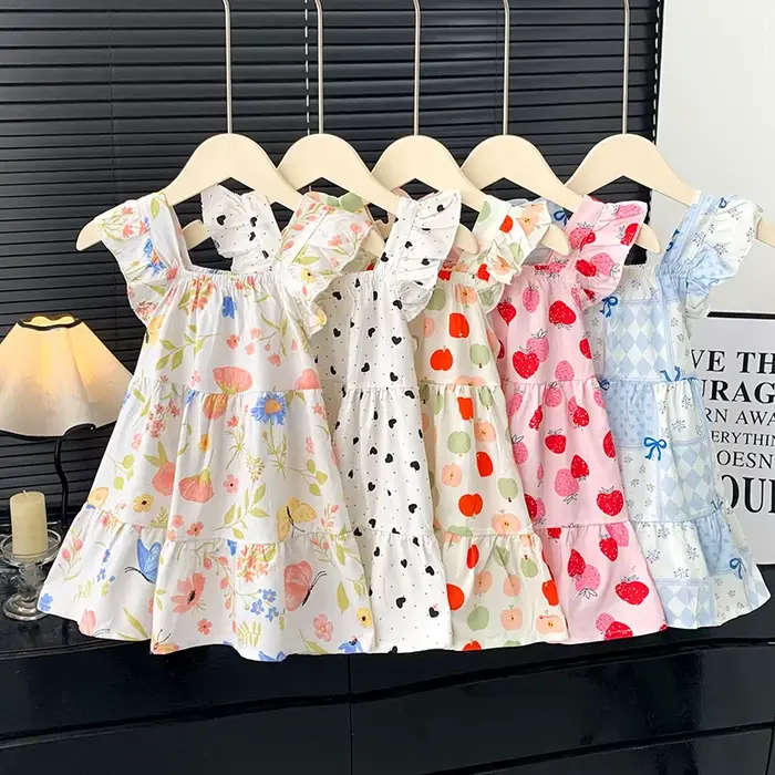 Robe d'été 2026 pour filles à manches volantées