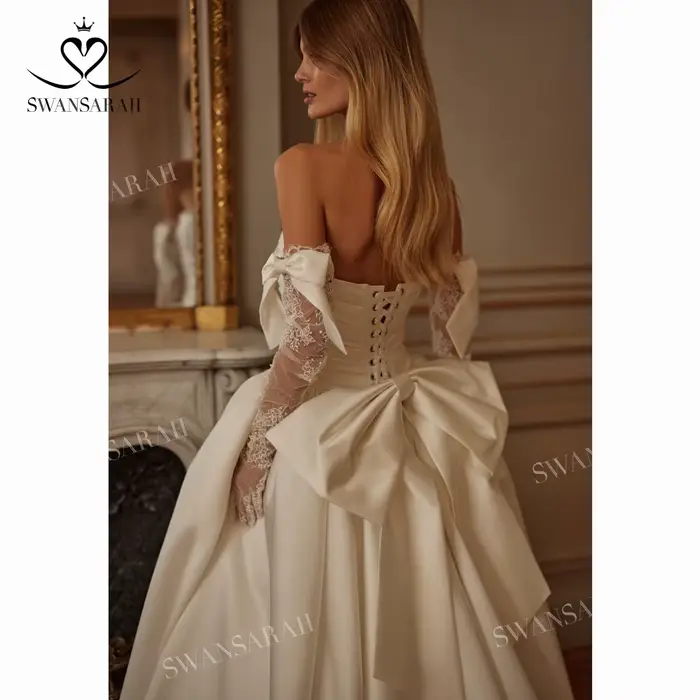 Robe de mariée Chérie a-ligne vintage perles arc princesse personnalisée fête SwanSarah haute couture