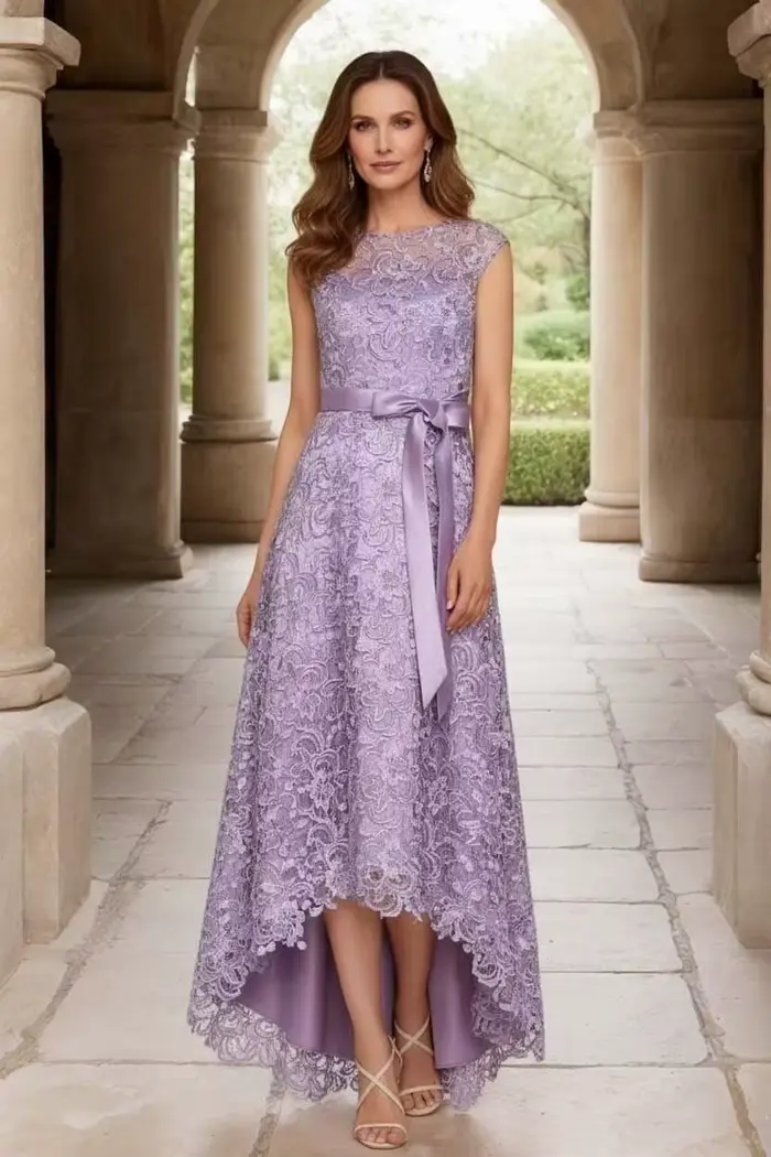 Robe de mère de la mariée en mousseline à lacets 2026 pour femme