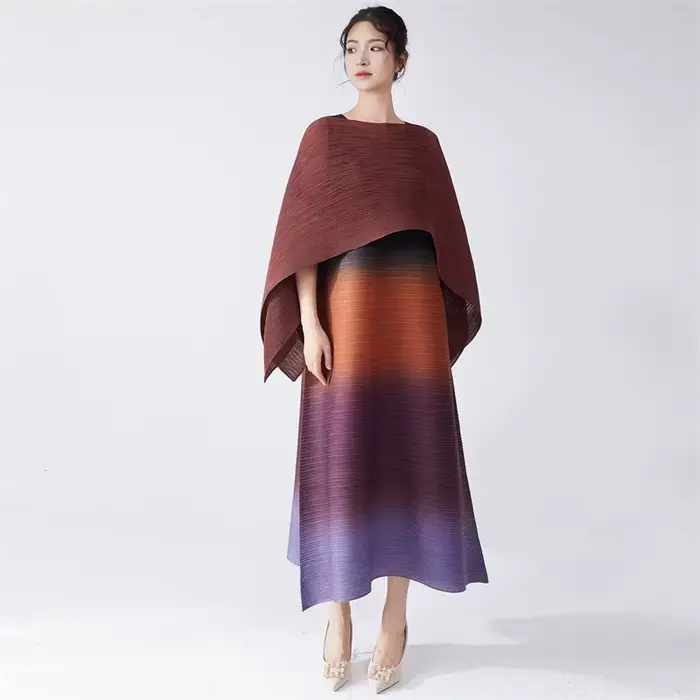 Robes pour femmes robes de soirée dames Lssey Miyake robe haute sens porter 2025 nouveau dégradé san