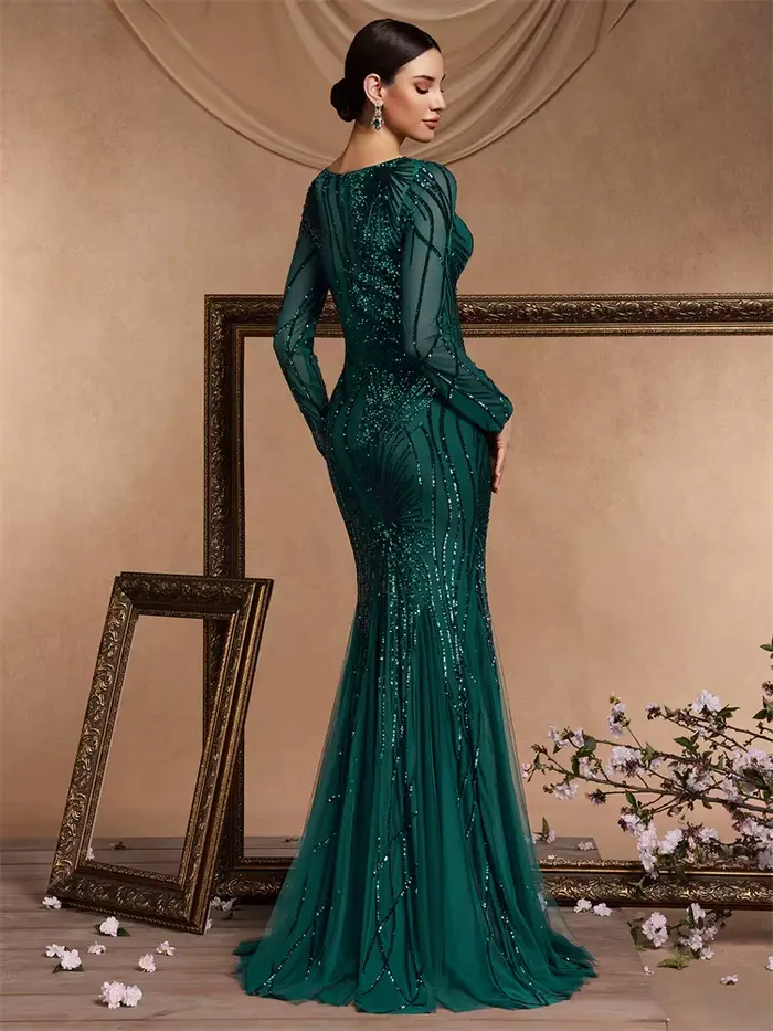 Robe de soirée en tulle polyester sirène pour femmes élégantes occasions spéciales bal soirée officielle