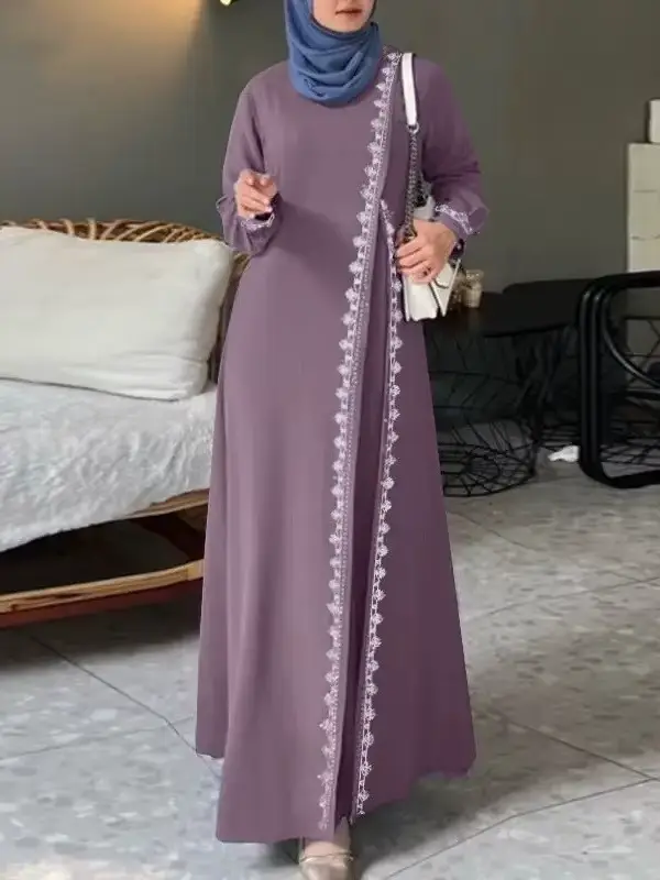 Robe en dentelle à manches longues pour femmes