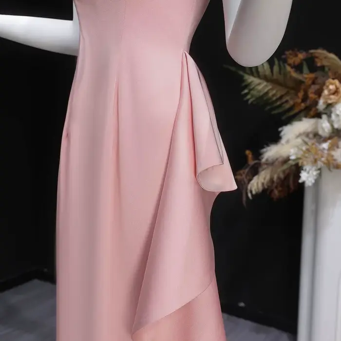 Robe de soirée sirène élégante en satin rose Sharon Said