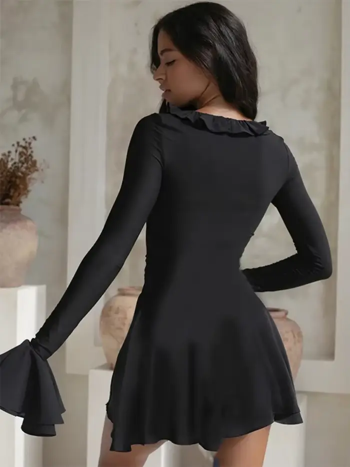 Robe noire unie pour femmes