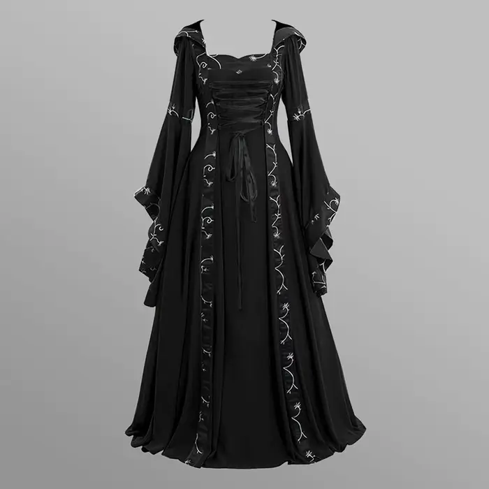 Robe Longue de Soirée Médiévale pour Femme, Tenue de Cosplay Vintage, Gothique, Élégante, à la Taill