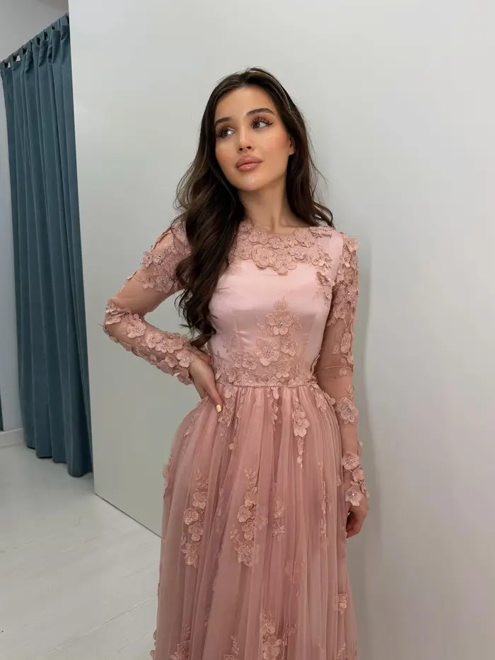 Robe de Soirée Arabe Exquise en Polyester avec Appliques en Cristal pour Bal Mariage Prom