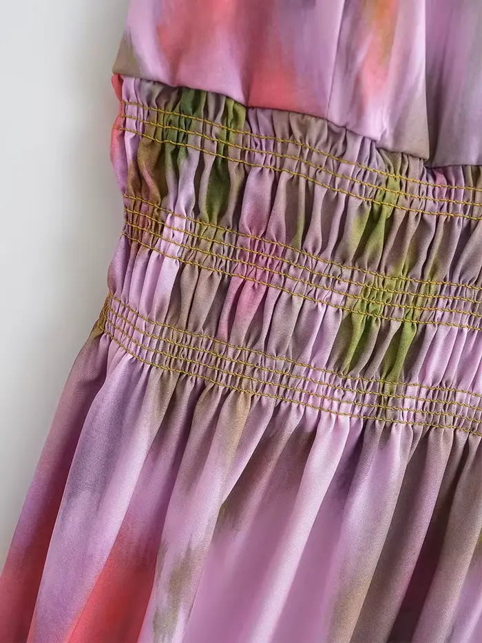 Robe de plage élégante pour femmes col en V dos nu ligne A bohème printemps été polyesters sexy vacances 2025