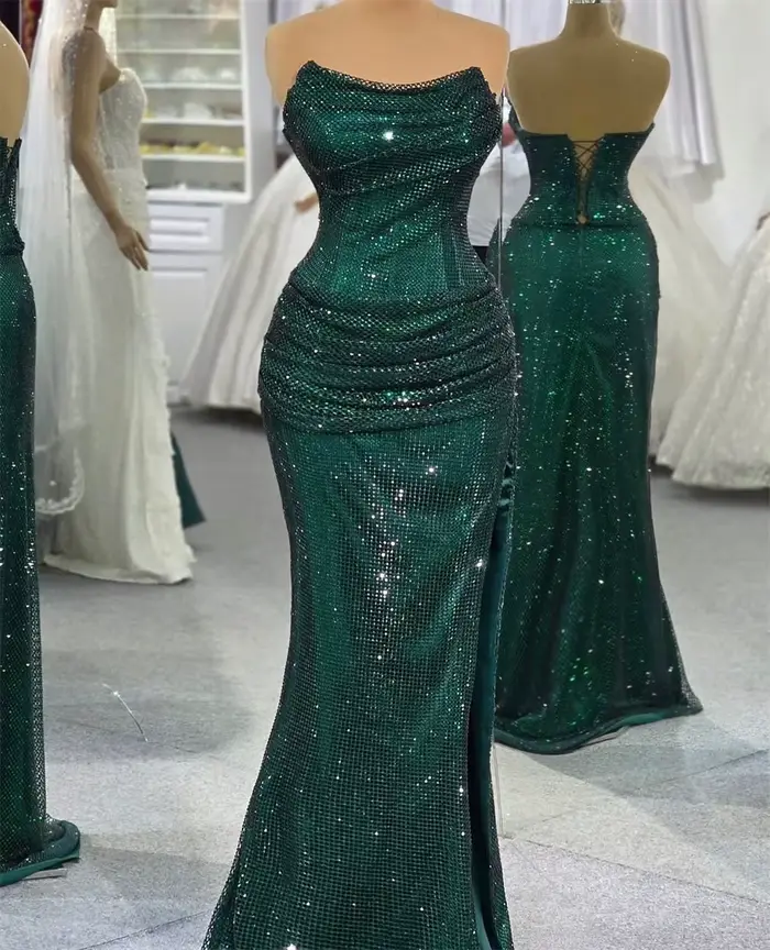 Robe de soirée bustier vert émeraude UXST style sirène pour bal de promotion et cérémonies spéciales