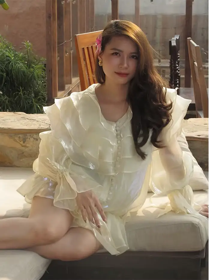 Robe courte à volants en cascade pour femmes