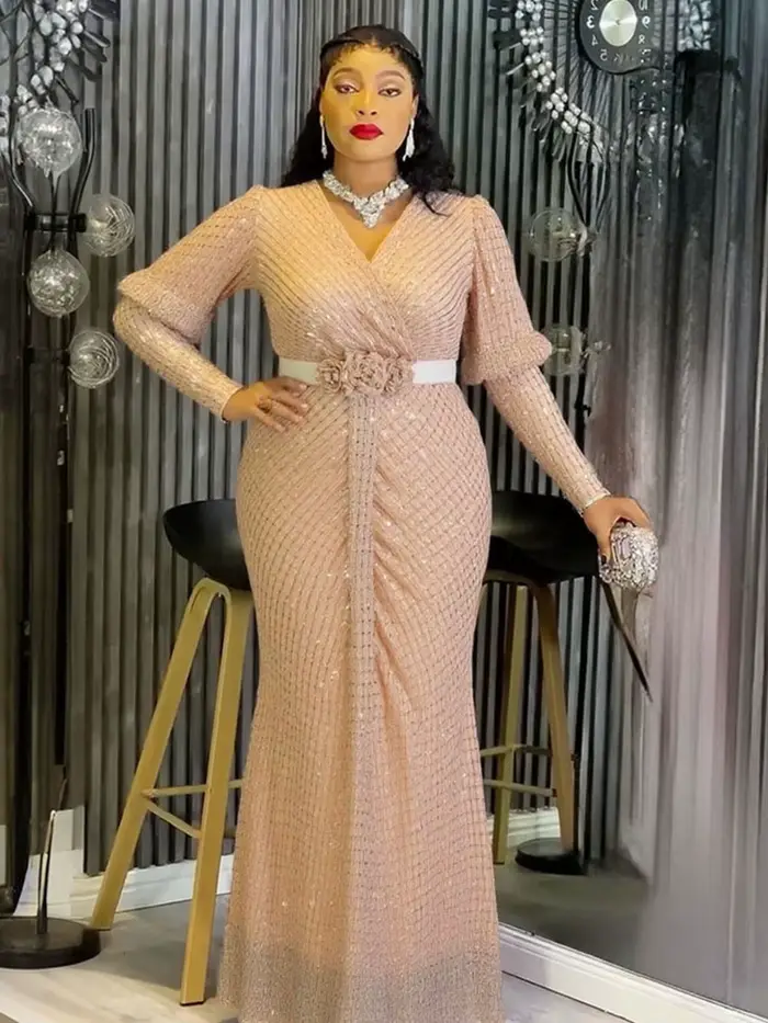 Robes longues élégantes à manches longues pour femmes