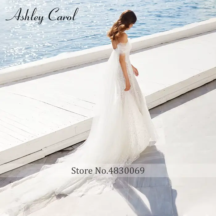 Ashley Carol-Robe de Mariée Sirène Sexy Semi-Transparente