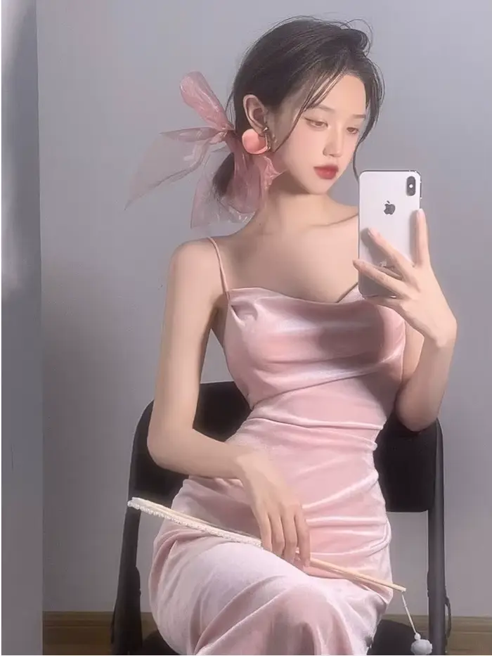 WOMENGAGA 2022 été chaud Sexy rose vif Robe Maxi longue réservoir Camisole Robe coupe basse chaud Se