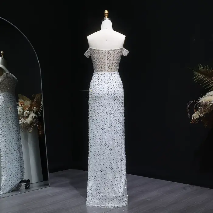 Robe de soirée Sharon Said sans manches avec perles et motifs pailletés pour femmes occasions formelles et soirées officielles