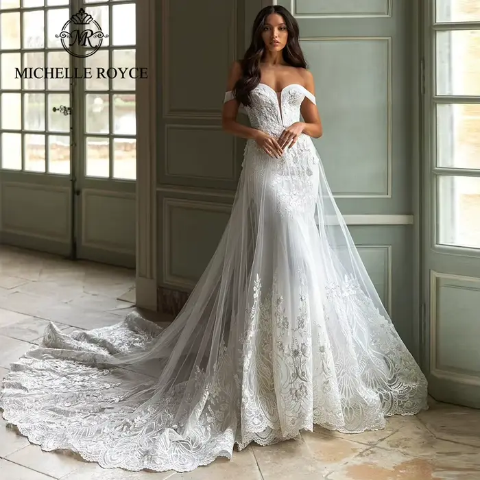 Robes de mariée Michelle Royce, sexy, à épaules dénudées, avec appliques, style princesse, Vestido D