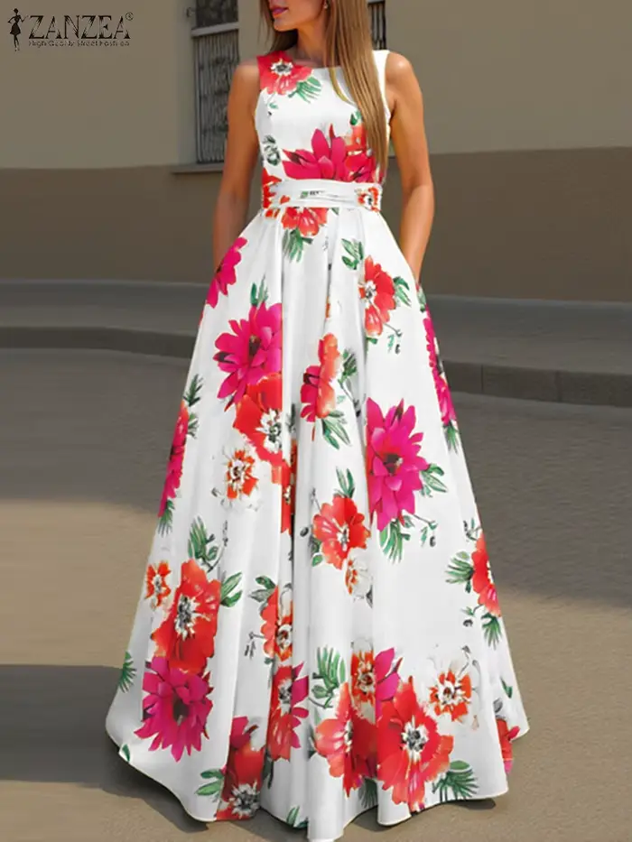 ZANZEA femmes Robe bohème mode imprimé fleuri débardeur
