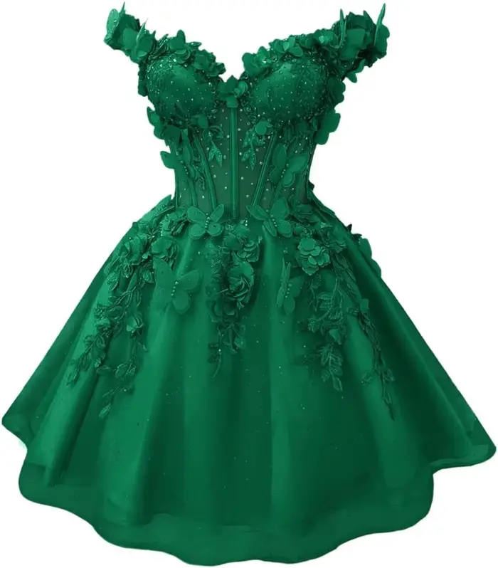 Robes de soirée courtes papillon 3D pour adolescents