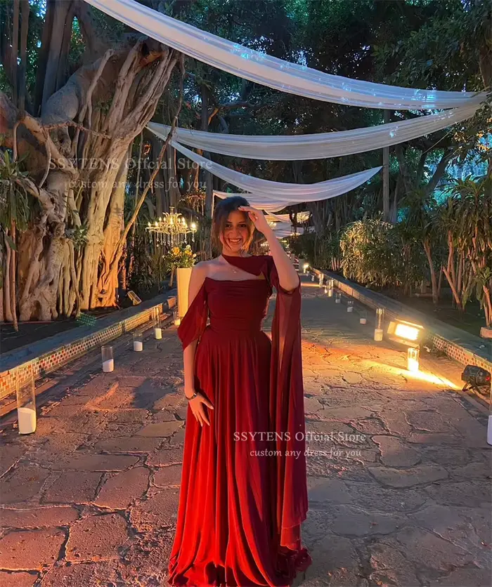 Robe hors de l'épaule rouge SSYTENS élégante pour femmes occasions formelles mariage soirée gala