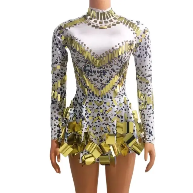 Raquel – robe de soirée miroir noire extensible, tenue de danse sur scène, boîte de nuit, robe de cé