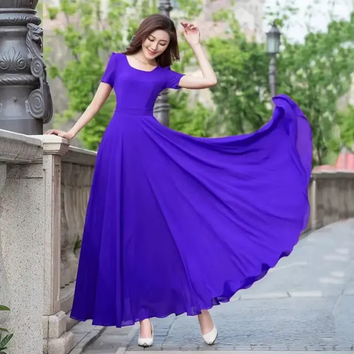 Robe d'été longue en mousseline de soie pour femmes