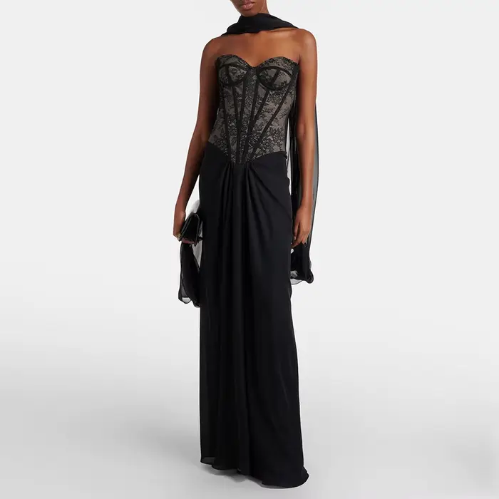 Robe de soirée moderne personnalisée pour mariage en polyester avec dentelle sans manches pour femmes de tous les âges occasions spéciales