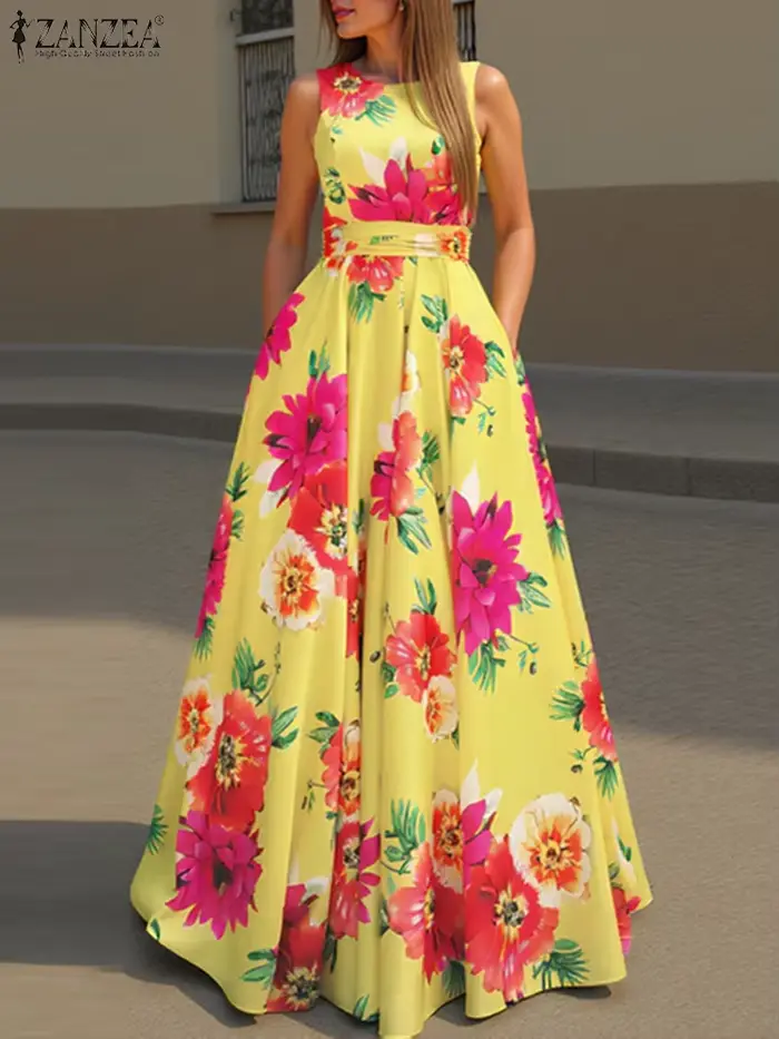 ZANZEA femmes Robe bohème mode imprimé fleuri débardeur