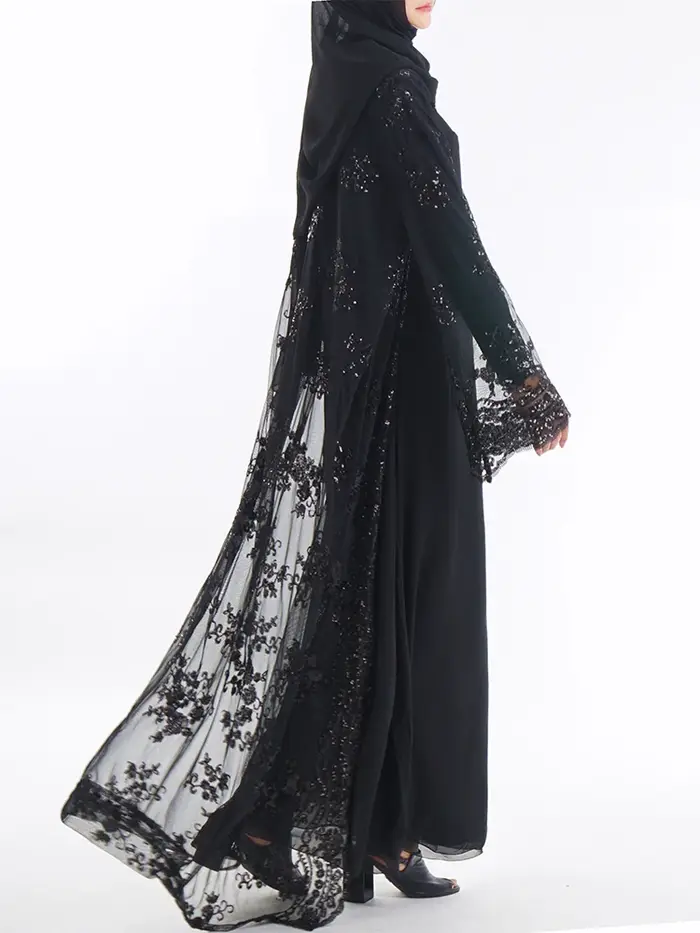 Robe arabe musulmane décontractée avec paillettes en acétate pour femmes toute la saison occassions spéciales et activités quotidiennes