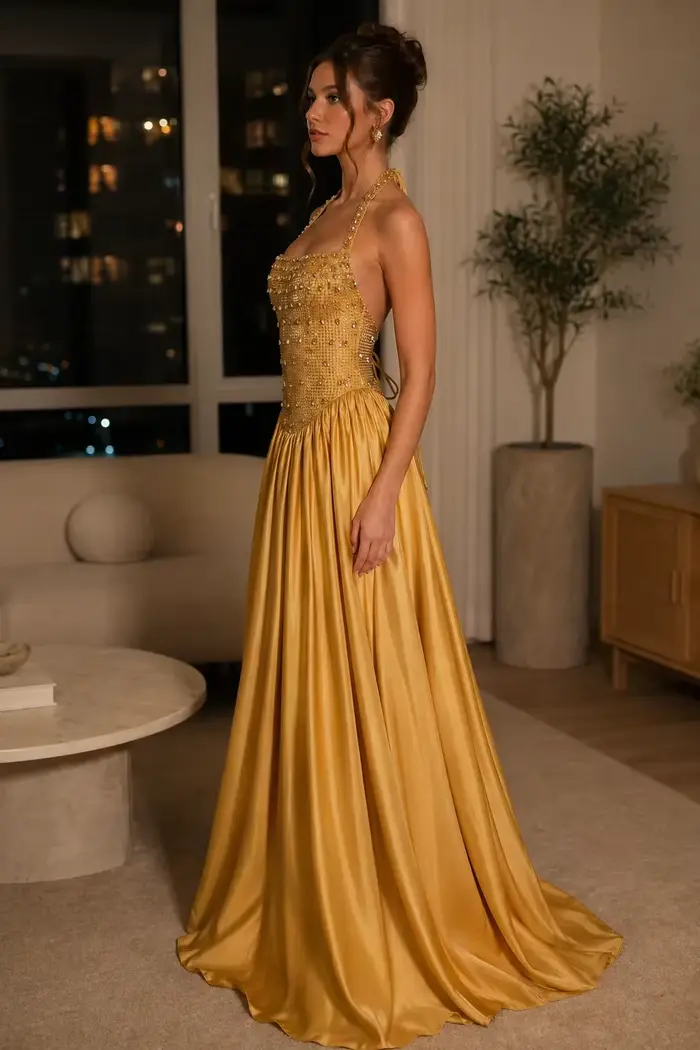 Robe de soirée en satin Aileen pour femme - Robes