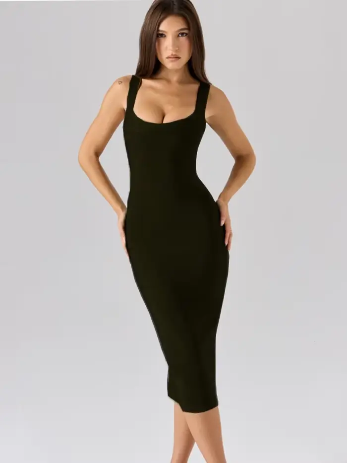 Camisole en polyester et élasthanne sans manches pour femmes, style sexy et club, gaine, sans manches, fermeture éclair, mi-mollet, polyester, élasthanne, Hashupha, été 2025